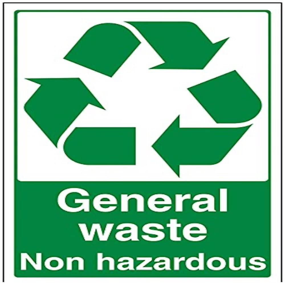V Safety General Waste, Non Hazardous Recycling Sign - 200mm x 300mm - Self Adhesive Vinyl