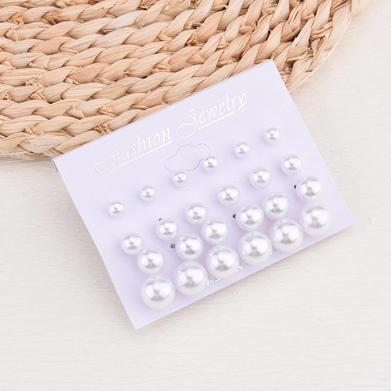 Image of Pearl Earring Stud Pearl Necklace Choker for Bride Wedding Earring Necklace | 0.6 mm 0.8mm 10mm 12mm Pearl Earring Set, Adjustable Pearl Necklace, Pearl Earrings And Necklace Set, Wedding Accessories