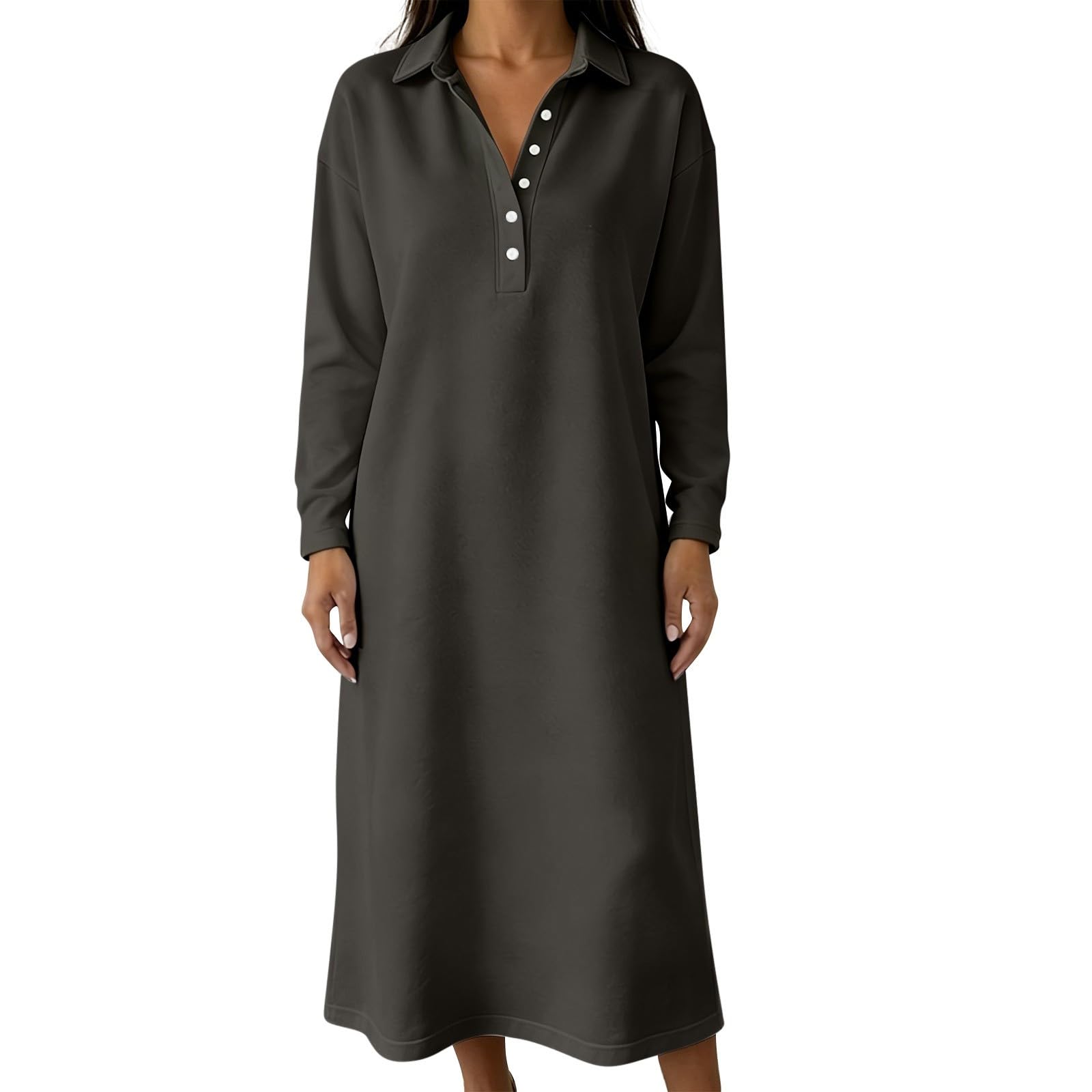 Vestito da donna a maniche lunghe, stile casual, per il tempo