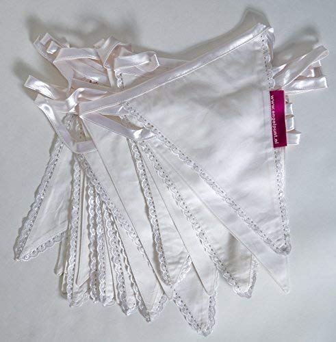 Engelpunt Large Pure White Cotton Wedding Bunting - 11.5m long/24 flags