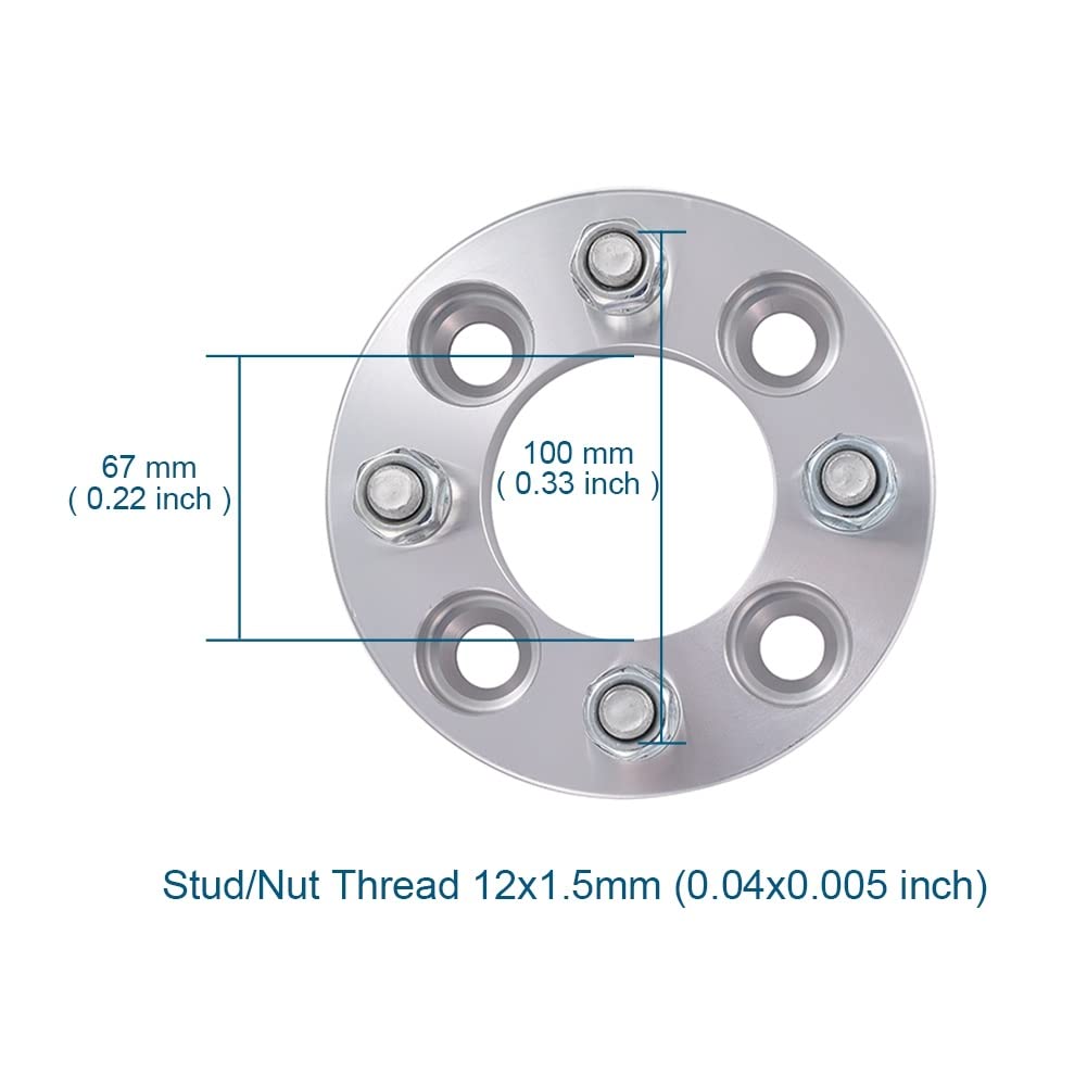 Joints Moyeu Roue Élargis 2 Pièces/Ensemble Adaptateur D'entretoise De Roue De Voiture PCD 4x100 Alésage Central 67MM M12x1.5 Entretoises De Roue Hubcentric 4 Cosses