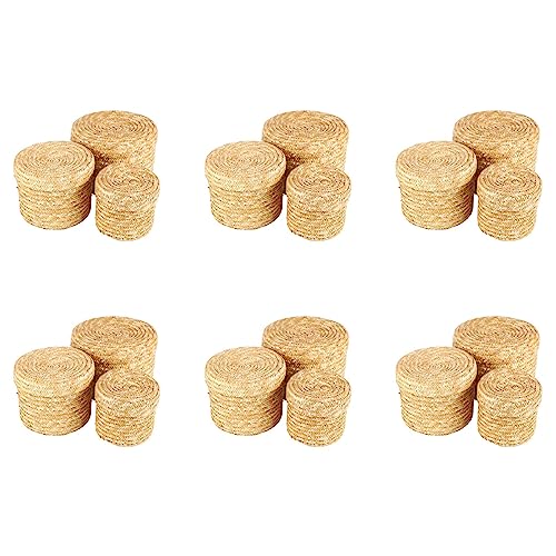 Spamietz 18 unids/set hecho a mano en paja tejida cesta de almacenamiento con tapa snack organizador caja de almacenamiento cestas de lavado de ratán, cestas de almacenamiento de flores