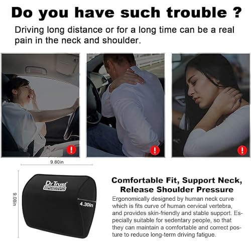 Image of Dr Trust USA Orthopedic Neck Rest Car Seat Cushion Memory Foam Pillow Automobile Seat Headrest Small Sciatica Back Support -353 (Pack of 1)
