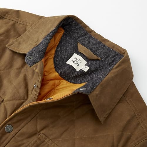 Image of Huckberry Flint and Tinder Men's Quilted Waxed Shirt Jacket, Lightweight Waxed Canvas Shell