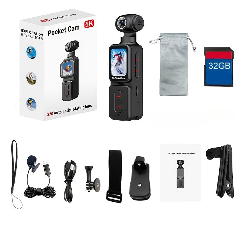 5K Ultra HD Portable Camera | 270 Rotating Video Camera, 1.69-inch IPS display, supports vertical and horizontal rotation, | Perfect for vlogging, photography, and daily recording (With a 32GB card)-picture-13