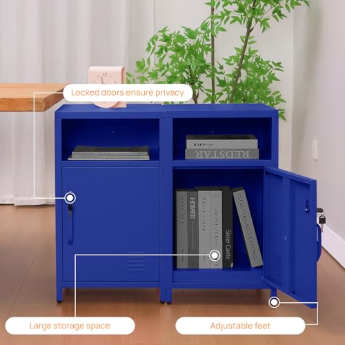Image of ALBAD Metal Nightstand with Lockable Cabinet