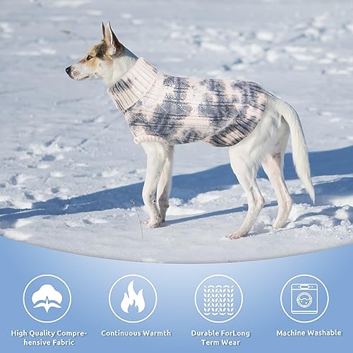 CITÉTOILE Warme Winter Hund Pullover, Weiche und Bequeme Gestrickte Hundemantel, Turtleneck Haustier Kleidung für das Kalte Wetter, Farbverlauf eingestellt für Kleine Mittlere Haustiere, Blau, S