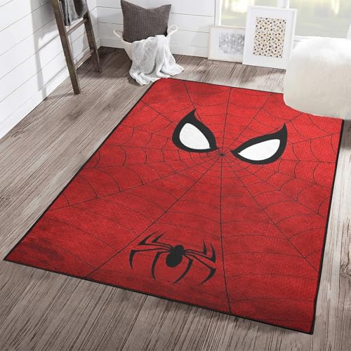 Spider Area Rug 3D Digital Print Carpet White Eyes Red Spider Web Rug Perfect for Kids Room Bedroom Playroom and Home Decoration Floor Mat Rugs 2 x 3
