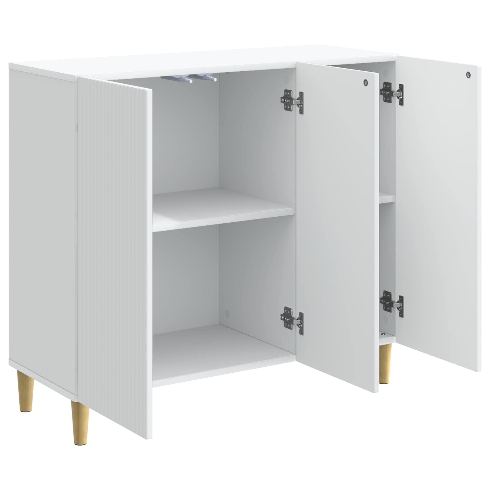 Credenza bianca 89 x 34,5 x 80 cm, comò con 3 ante, in legno