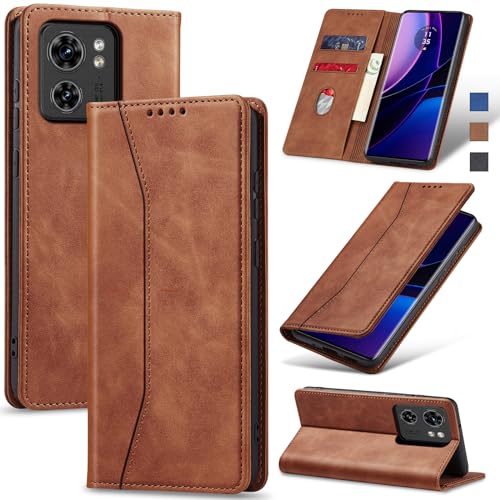 Image of Jasonyu Flip Wallet Case for Motorola Edge (2023),Brown