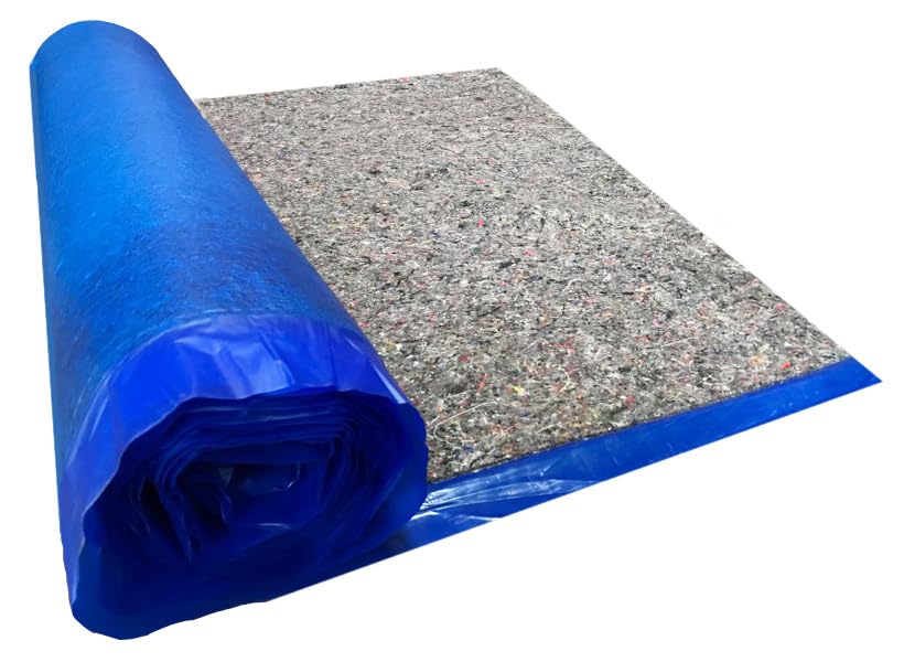 Image of AMERIQUE 200SQFT Super Quiet Felt Underlayment Heavy Duty 3mm Padding with Vapor Barrier & Tape, Royal Blue, Pk of 2, 100SQFT Per Roll