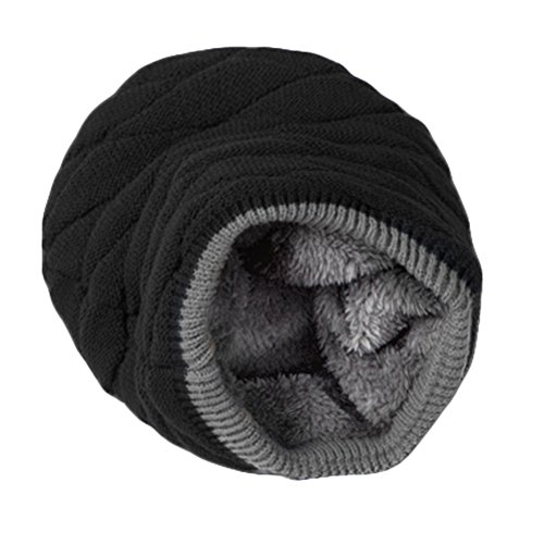 Tinksky forrado grosso malha cranio bone inverno quente desleixado gorro chapeu (Wollen Navy Black)