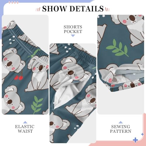 Koala Fruits Leaves Boys Long Pants Soft Trousers Elastic Waist Kids Lounge Bottoms with Pockets S-XL4