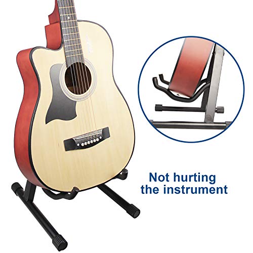 2 Pcs Guitar Stand Folding Universal A-Frame Stand for All Guitars Acoustic Classic Electric Bass Travel Guitar Stand, Black - Thumbnail 6