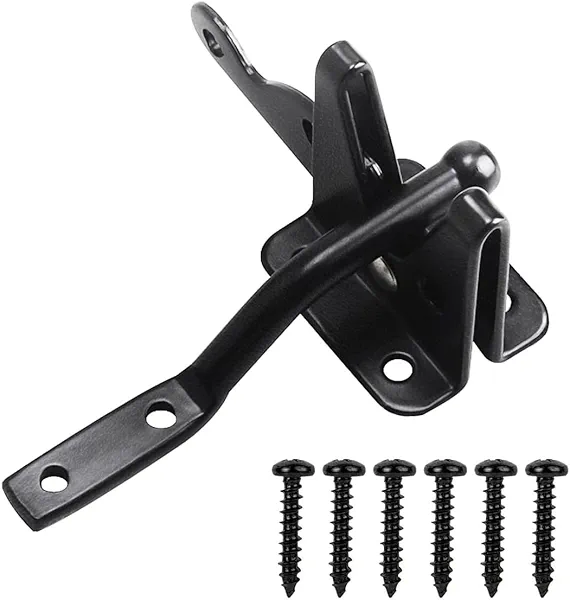 KABMOZ Self Locking Gate Latch,Longer Style(144mm),for Wood Fence Gate, Door Latches,Steel, Black (1, Black) (144mm, Count, 1)