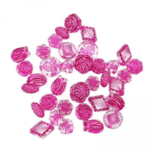 SNAPPSY 2xAcrylic Beads Charm Rose Flower Beads for Necklace Key Chains Jewelry Making Pink-image-28