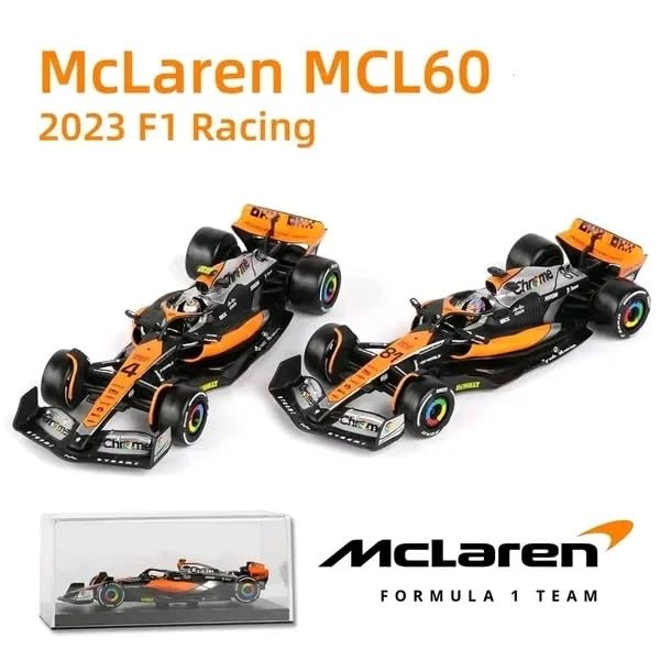 Image of Mc Laren F1 Team MCL60 Diecast Model Car, 1:43 Scale, #81 Oscar Piastri, 2023 Australian Grand Prix, with Display Case