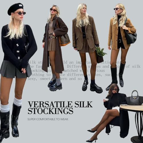 Image of X-CHENG Fleece Lined Tights Sheer Women - Winter Fake Translucent Warm Pantyhose Leggings Sheer Thick Tights for Winter