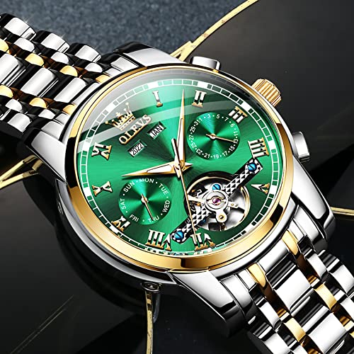 Image of OLEVS Watch Men Mechanical Luxury Classic Fashion Dress Men's Watches Waterproof Stainless Steel Self Winding Watches for Men Large Face Diamond Date No Battery Mens Watch Relojes para Hombres