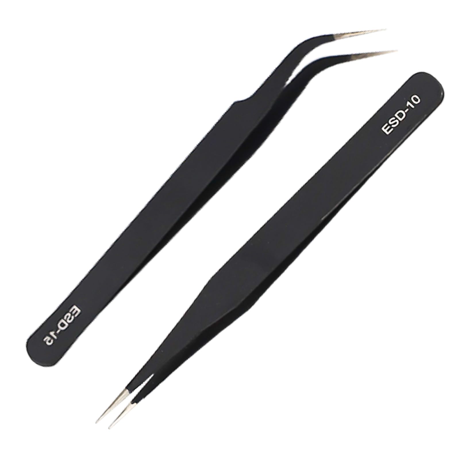 2 pcs Kit de ESD Pinzas antiestática Set,Juego De Pinzas De Precisión,Pinzas Artesanales de Acero Inoxidable,Para Electrónica, Joyería, Artesanías, Trabajos De Laboratorio