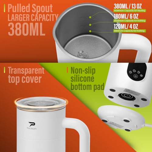 Image of Milk Frother, Electric Milk Frother and Steamer 4 in 1 Automatic Coffee Steamer Frother, 11.8OZ / 350ML Warm and Cold Foam Frother for Coffee,Latte, Cappuccino, Macchiato, Hot Chocolate (White)