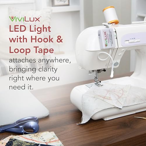 Image of ViviLux Cordless LED Sewing Machine Light, 1200 Lumen, Flexible Gooseneck | Hook & Loop Tape Mount, 20+ Hr Rechargeable Battery, Attachable LED Hobby Light for Sewing Quilting & Crafts, Bright Lighting