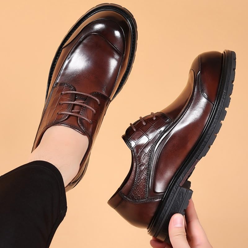 Mens Derby Shoes Slip-ons Comfortable Tuxedo Shoes Formal Derby Shoes Walking(Brown,10)2