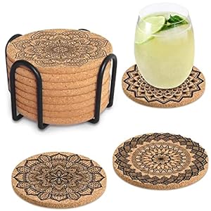 Sunlisky Mandala Kork Untersetzer Set, 8 Stück