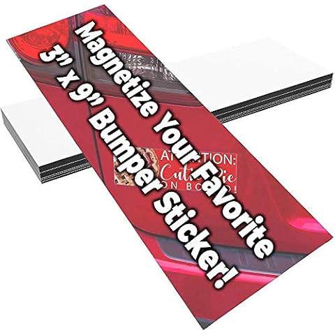EUCATUS BEST PRODUCTS & GIFTS Cut to Size, Durable 3x9in Sticker Magnetizer 10 Pk: Turn Any Decal Into a Strong Magnet. Weatherproof Magnetic Strip Protects Bumper Paint and Allows Easy Swap. Flexible Sheet Guaranteed to Stick Cover