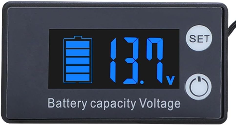 DC 7-70V Battery Capacity Tester Level Indicator with Digital Voltmeter and Blue Backlight, Embedded Installation for Car, Motorcycle, Li-ion and Batteries