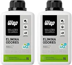 Kit WAP Elimina Odores Pet – 2 Frascos de 1 Litro – Neutraliza Mau Cheiro, Urina e Fezes, pH Neutro, Biodegradável, Fragrância Cereja e Avelã