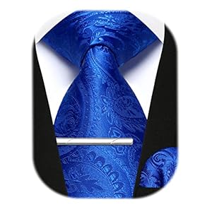 Enlision Mens Tie and Pocket Square Set Paisley Plaid Ties for Men with Tie Clip Business Formal Wedding Neckties Handkerchief Tie Pin Gift Sets