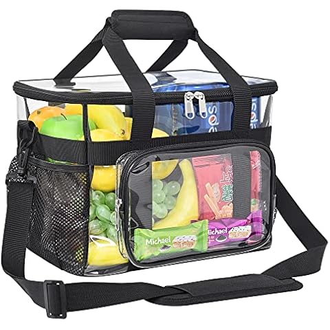 UEASE Clear Lunch Bag 24-Can with Adjustment Shouder Strap for Women/Men, Reusable Clear Lunch Box, Clear Tote Bag Stadium Approved for Work,School,Picnic,Security Check(Large) Cover