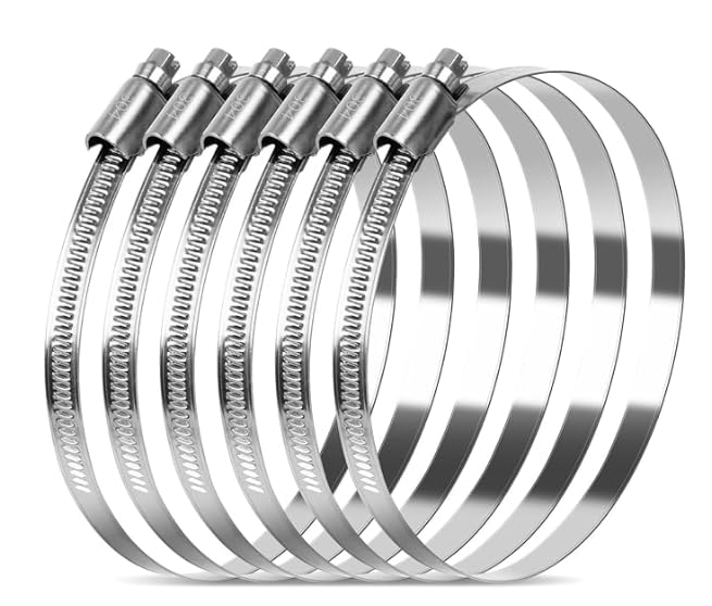 6 Inch Stainless Steel Duct Clamps, Adjustable Worm Gear, Dryer Hose Air Ducting Metal Clamps 141-165mm, 6 PCS-picture-12