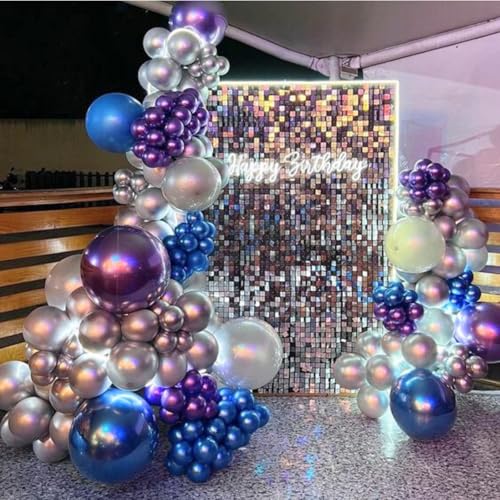 Image of Outer Space Balloons,12 Inch Metallic Black Purple Blue and Silver Confetti Galaxy Balloons,for Kids Birthday Outer Space Theme Party Decorations (Pack of 3)