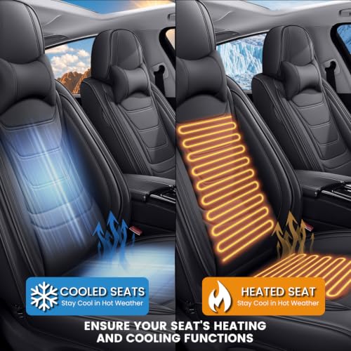 Image of Car Seat Covers Custom Fit Kia Telluride 2020-2026, Waterproof Nappa Leather Car Seat Protector, Breathable Car Seat Cushion, Seat Covers for Car(2 Seats Luxury /Black)