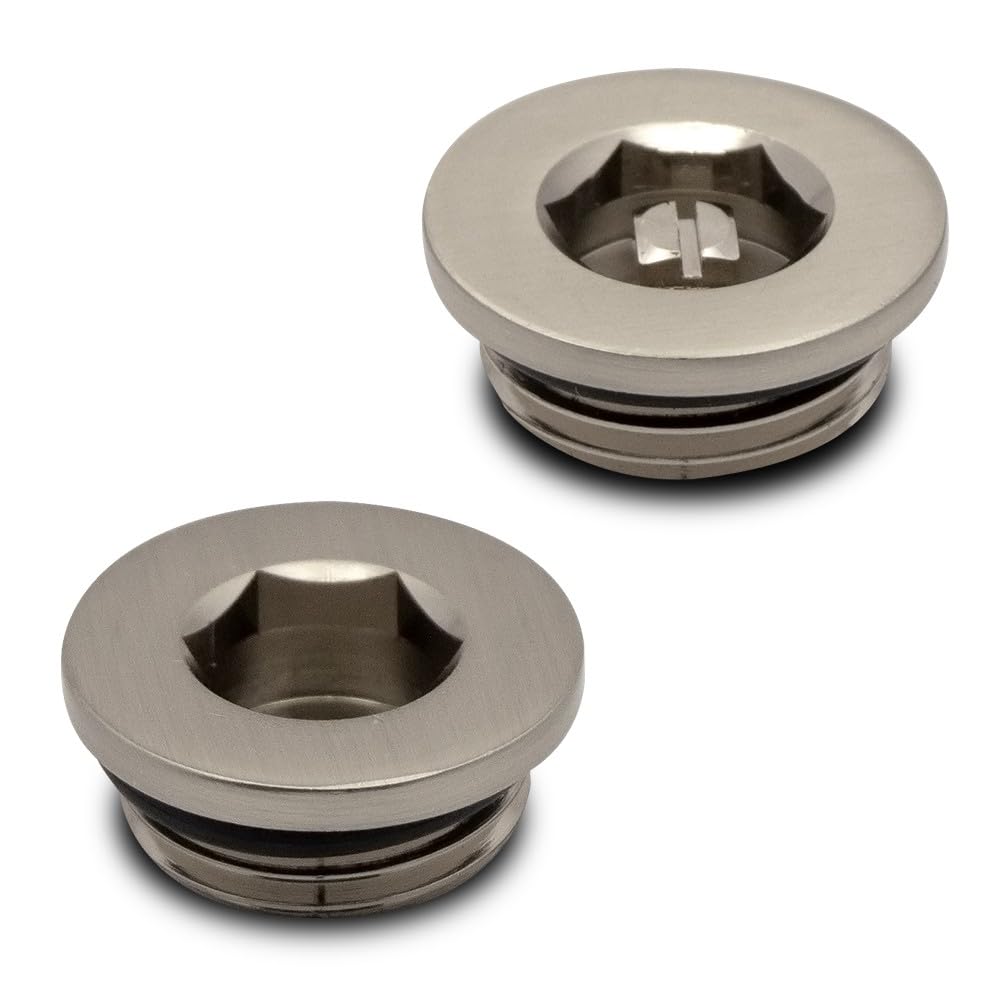 Nwt Direct Brushed Nickel Bleed Valve & Blanking Plug Set For Radiators & Towel Rails