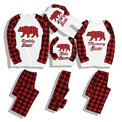 Holiday Matching Family Christmas Pajamas Cotton Pjs Set Sleepwears Bear Baby Pajamas 3-6 Months for Boys Girls Red