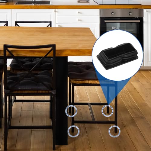 Image of uxcell 2 Pcs Rectangle Tubing End Caps 4 3 /4 x 2 11 /32 Inch Plastic Hole Plugs Insert End Cap for Metal Tubing Post Chair Leg Table Bookshelves Furniture, Black