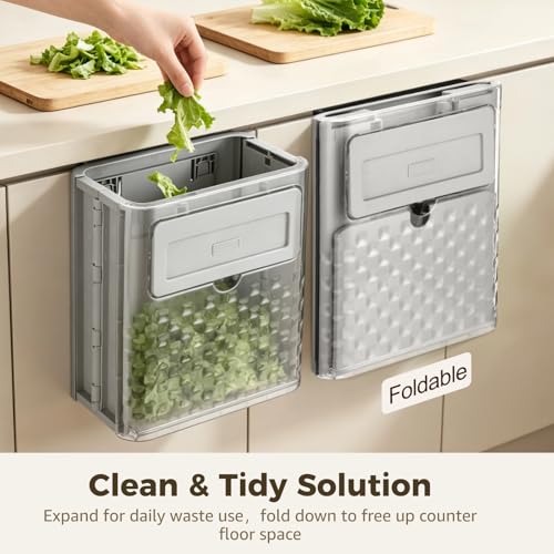 Caneca de Basura Plegable para Gabinete Gris 9.3 x 6.9 x 10.9 in miniatura 2