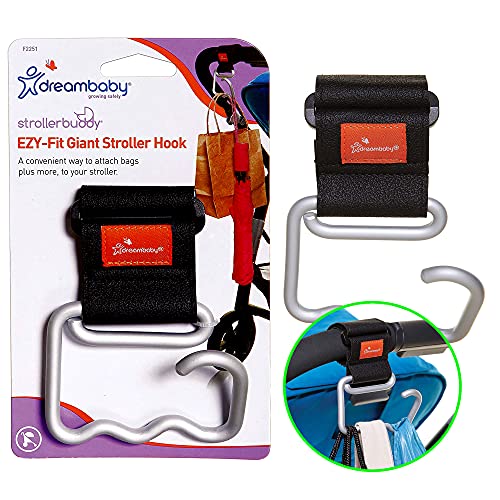 Image of Dreambaby Strollerbuddy EZY-Fit Giant Stroller Hook, Silver/Black