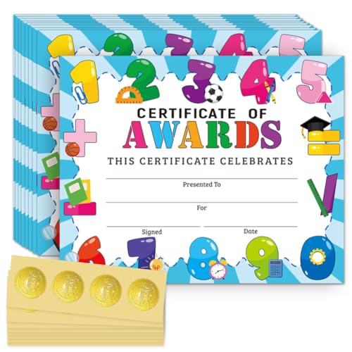 Papier de certificat de réussite pour fête de fin d'année en classe de maternelle, 30 pièces
