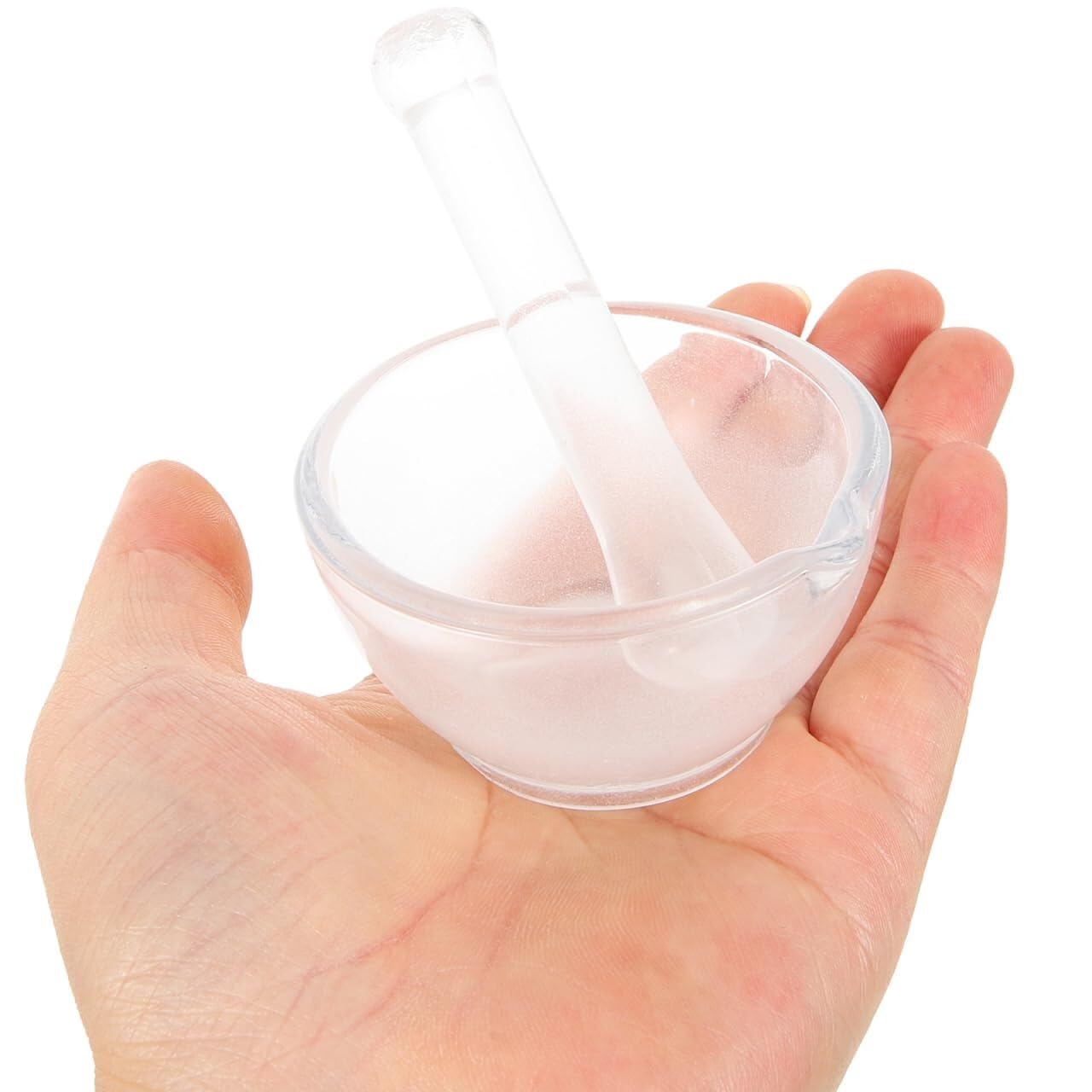 Mini Mortaio e Pestello - Ciotola da Macinazione in Vetro 60mm per Spezie da Cucina, Erbe, Prodotti Farmaceutici ed Esperimenti Chimici