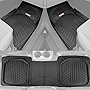 Motor Trend FlexTough Plus Black Rubber Car Floor Mats - All Weather Deep Dish Automotive Floor Mats, Heavy Duty Trim to Fit Design, Front & Rear Liners for Cars Truck Van SUV