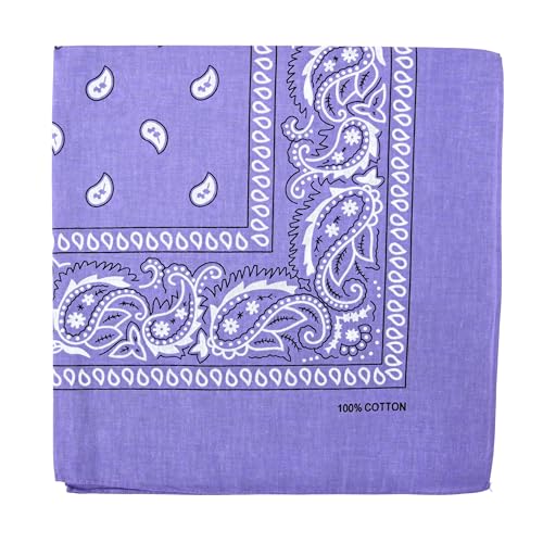 Motique Accessories 22 Inch Cotton Paisley Bandana - Lavender