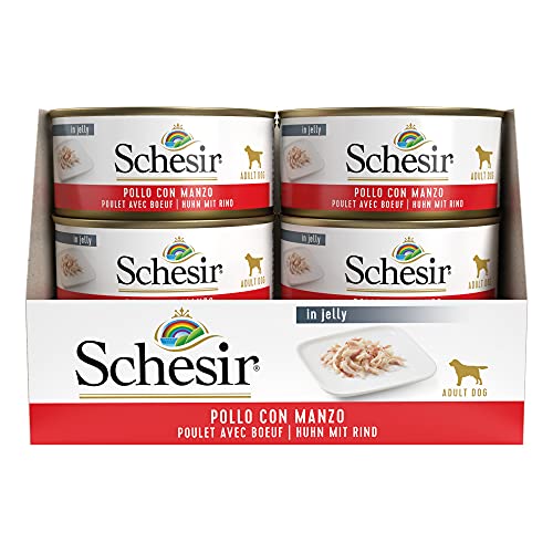 Schesir Dog Hühnerfilet mit Rind, Hundefutter nass, 18 Dosen x 150 g