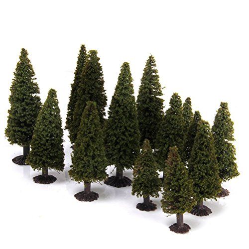 Bestomz 15Pcs Model Cedar Trees Architecture Trees Miniature For Diy Green Scenery Landscape #TOP3