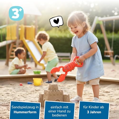 alldoro 60177 Sandgreifer Hummer rot, Robustes Sandspielzeug für Kinder, Sandkasten-Krabbe, leicht & einhändig bedienbar, 34 cm