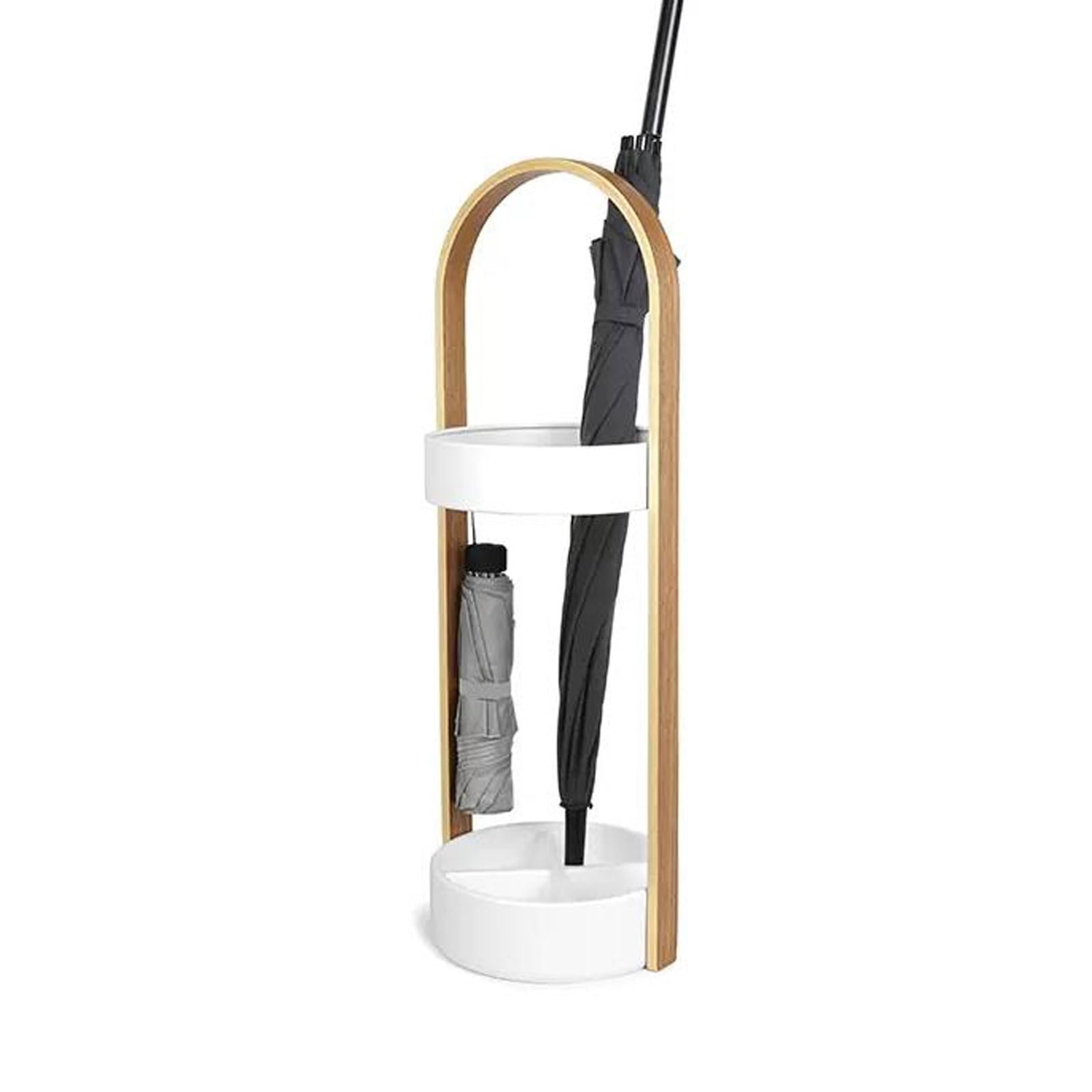 Porte-parapluie en métal blanc sur pied idéal pour organiser un couloir propre