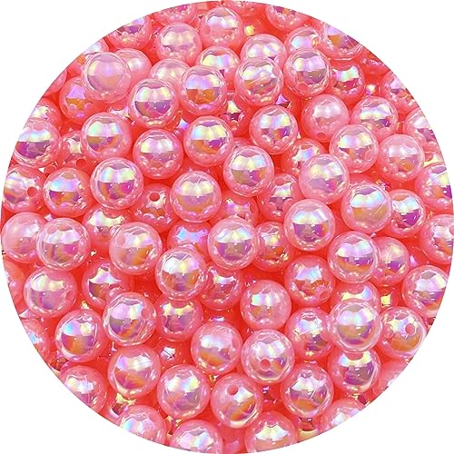LIMAOLLY 400pcs 8mm Pearl Beads AB Colorful Glossy Plastic Loose